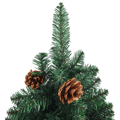 Slim Christmas Tree with LEDs&Ball Set Green 180 cm PVC