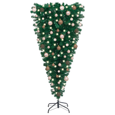 Upside-down Artificial Christmas Tree with LEDs&Ball Set 150 cm