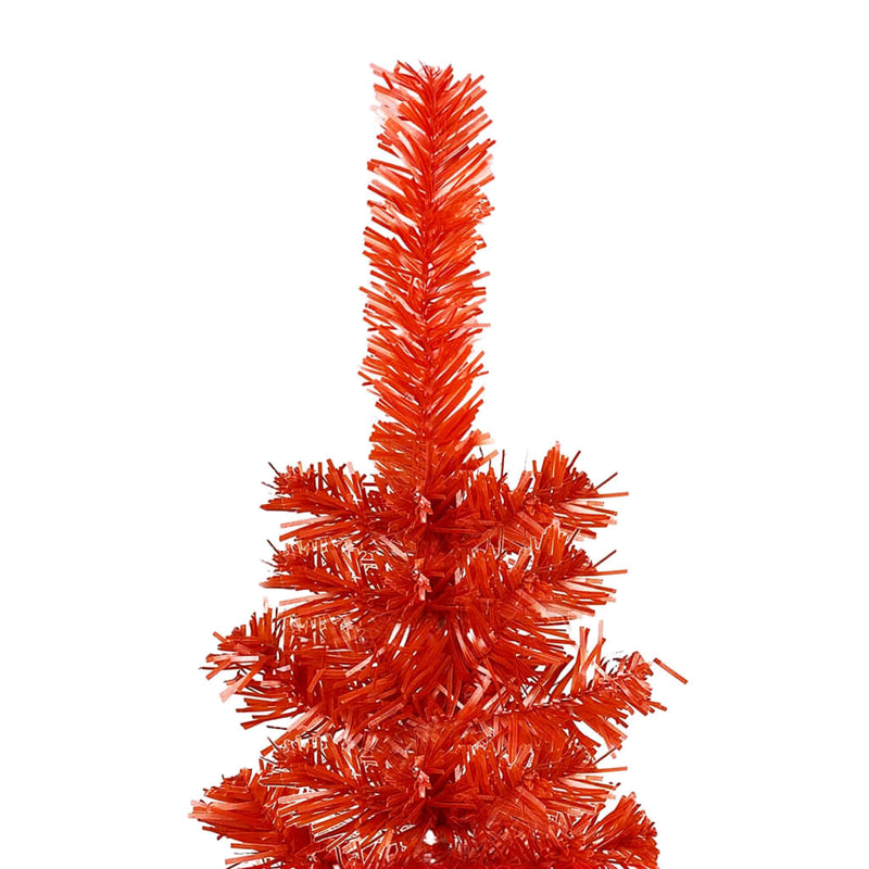 Slim Christmas Tree with LEDs&Ball Set Red 210 cm