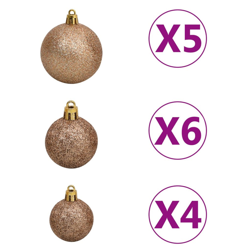 Slim Christmas Tree with LEDs&Ball Set Gold 240 cm