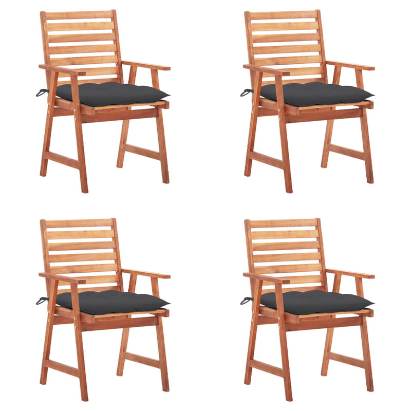 Outdoor Dining Chairs 4 pcs with Cushions Solid Acacia Wood