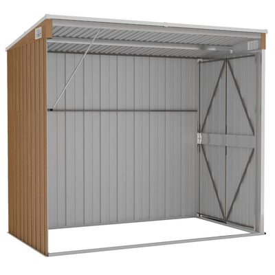 Wall-mounted Garden Shed Brown 118x194x178 cm Galvanised Steel