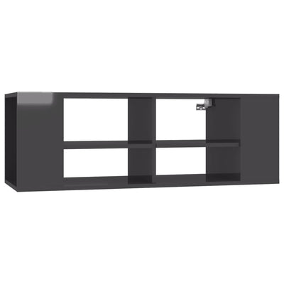 Wall-Mounted TV Cabinet High Gloss Grey 102x35x35 cm Chipboard - Payday Deals