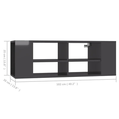 Wall-Mounted TV Cabinet High Gloss Grey 102x35x35 cm Chipboard - Payday Deals