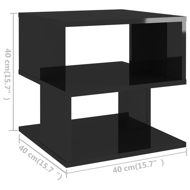 Side Table High Gloss Black 40x40x40 cm Chipboard - Payday Deals