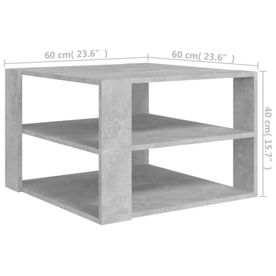 Coffee Table Concrete Grey 60x60x40 cm Chipboard