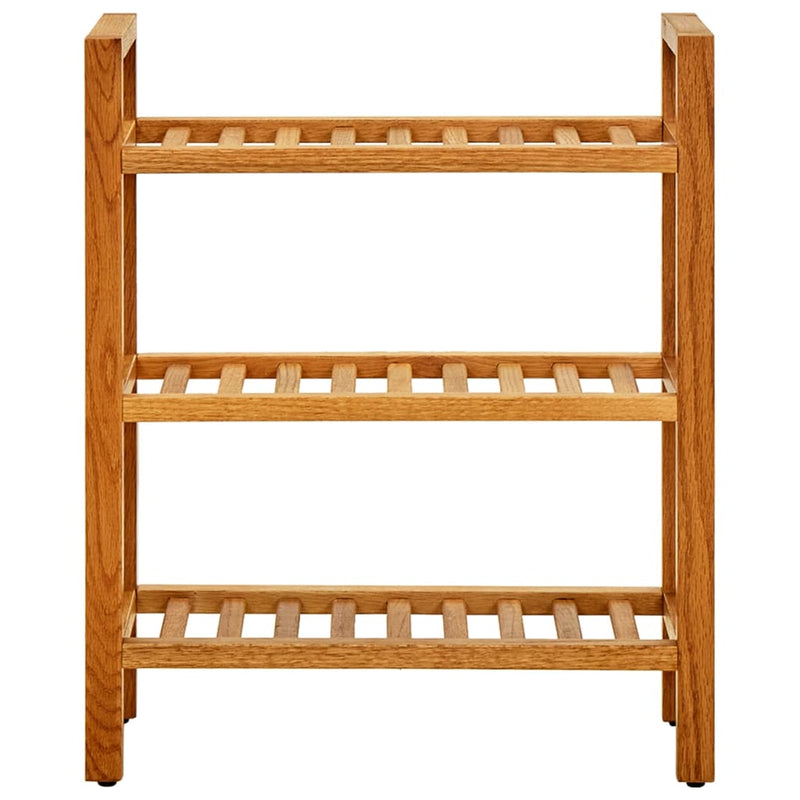 Shoe Rack with 3 Shelves 50x27x60 cm Solid Oak Wood