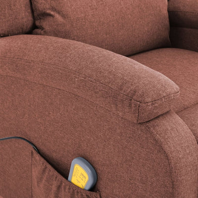 Electric Massage Recliner Brown Fabric