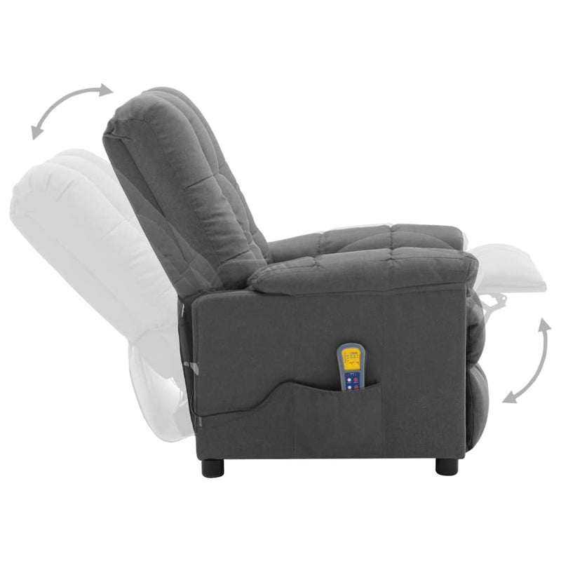 Electric Massage Recliner Light Grey Fabric