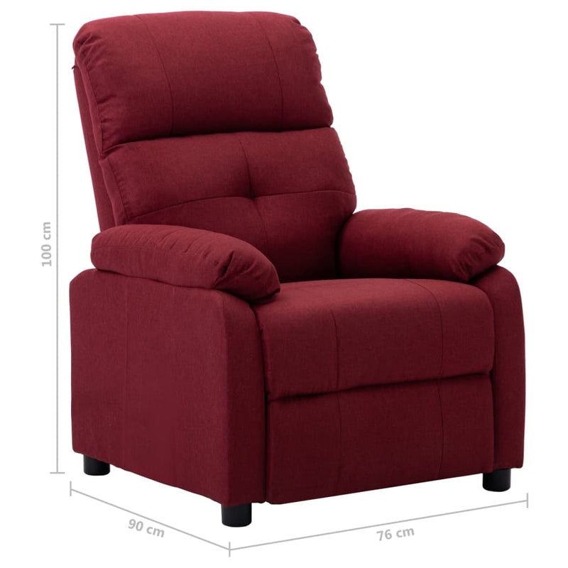 Electric Recliner Chair Wine Red Fabric