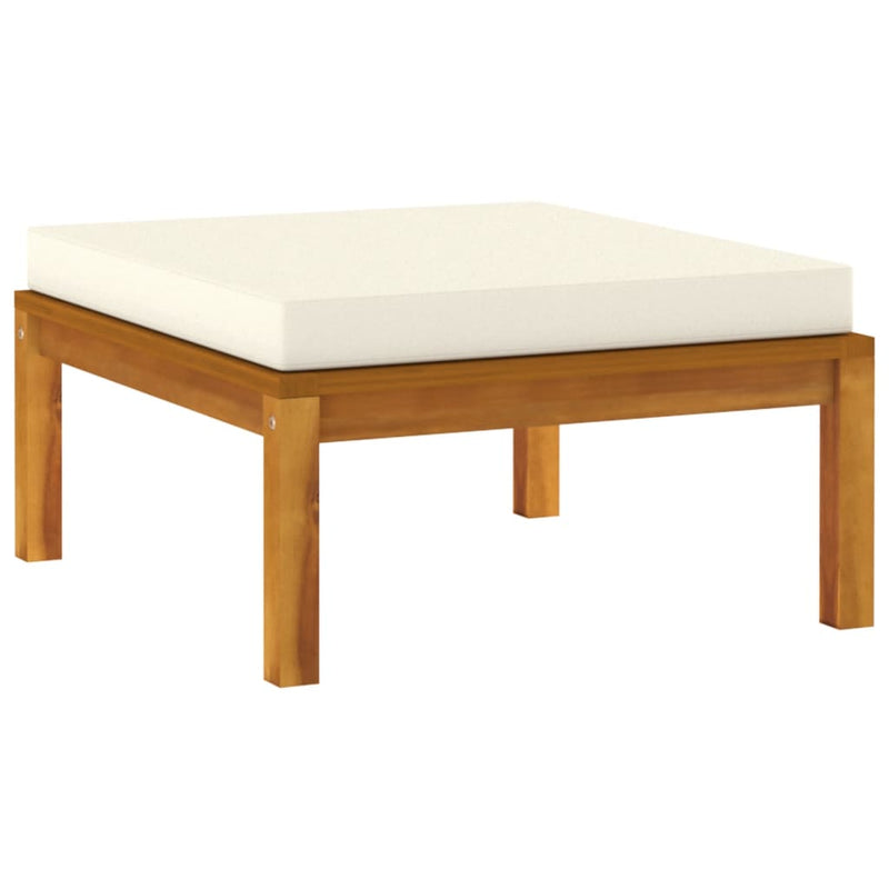 3 Piece Garden Lounge Set with Cream White Cushions Acacia Wood
