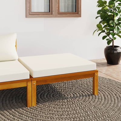 Footrest with Cream White Cushion Solid Acacia Wood - Payday Deals