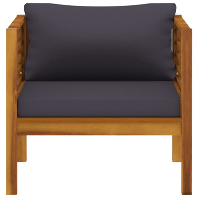 Garden Chair with Dark Grey Cushions Solid Acacia Wood - Payday Deals