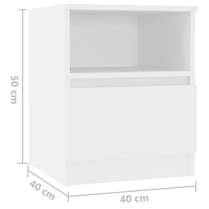 Bed Cabinet White 40x40x50 cm Chipboard - Payday Deals