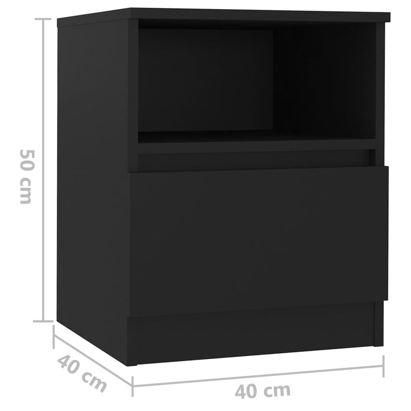 Bed Cabinets 2 pcs Black 40x40x50 cm Chipboard