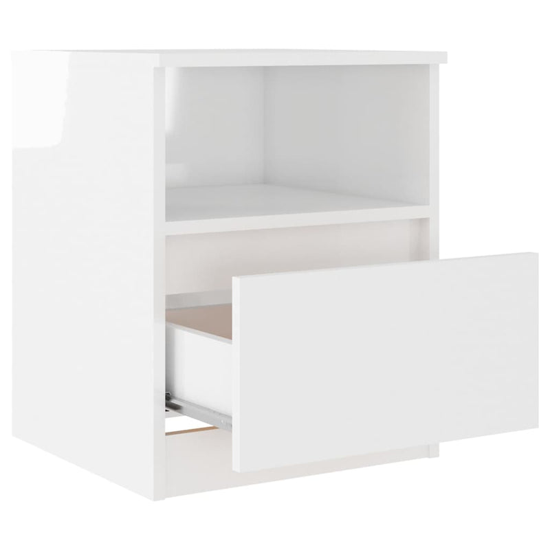 Bed Cabinet High Gloss White 40x40x50 cm Chipboard