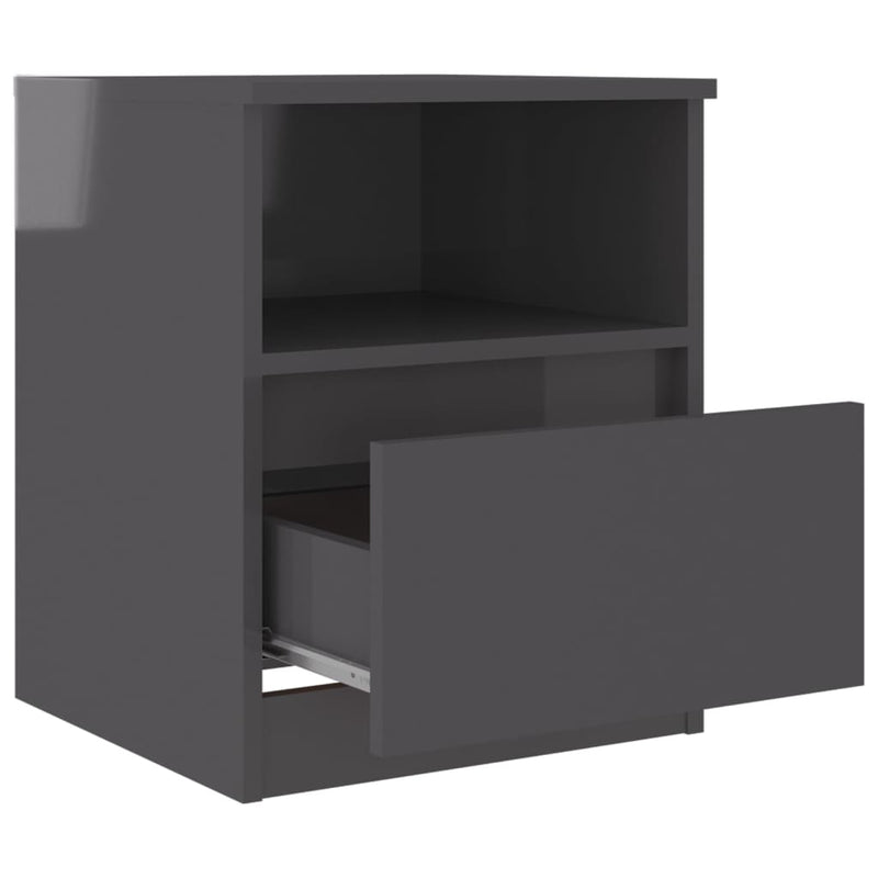 Bed Cabinet High Gloss Grey 40x40x50 cm Chipboard