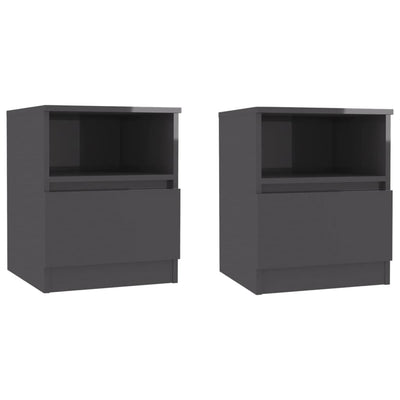 Bed Cabinets 2 pcs High Gloss Grey 40x40x50 cm Chipboard - Payday Deals