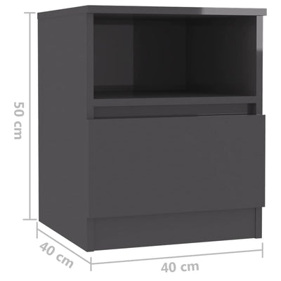 Bed Cabinets 2 pcs High Gloss Grey 40x40x50 cm Chipboard - Payday Deals