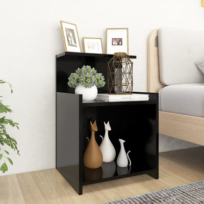 Bed Cabinet Black 40x35x60 cm Chipboard