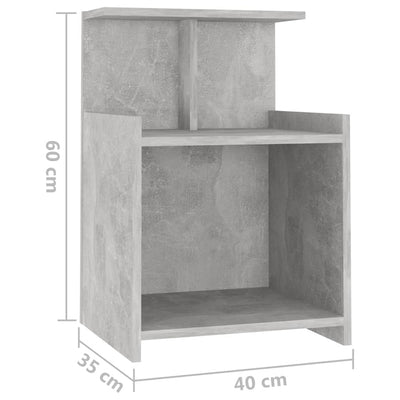 Bed Cabinet Concrete Grey 40x35x60 cm Chipboard