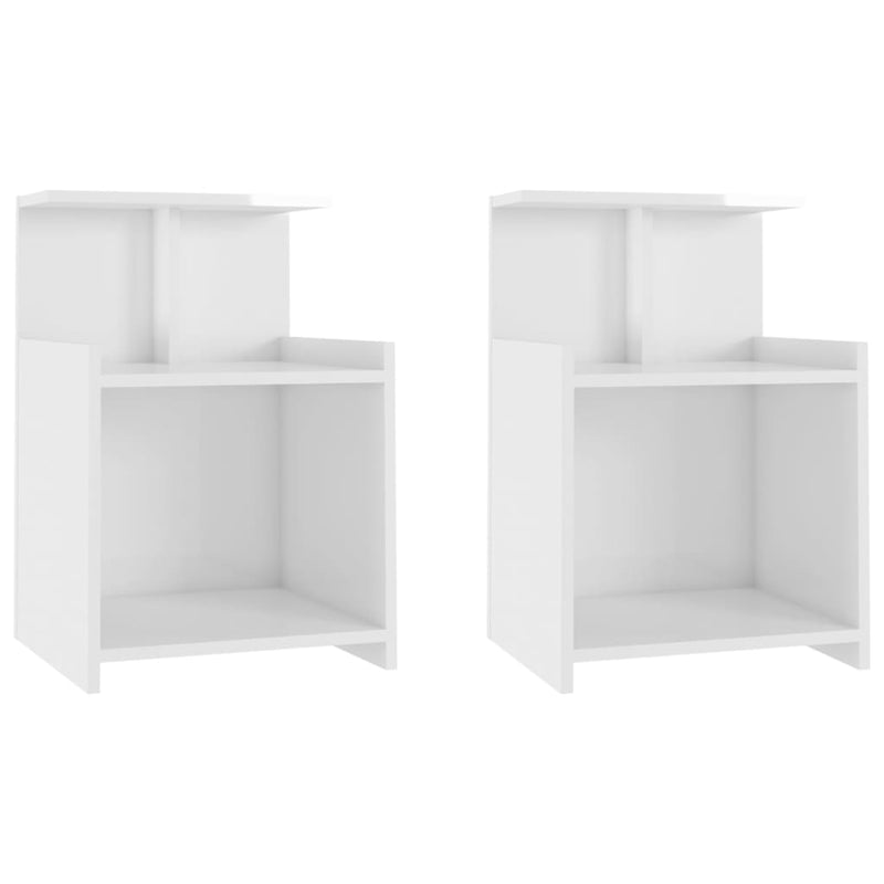 Bed Cabinets 2 pcs High Gloss White 40x35x60 cm Chipboard - Payday Deals