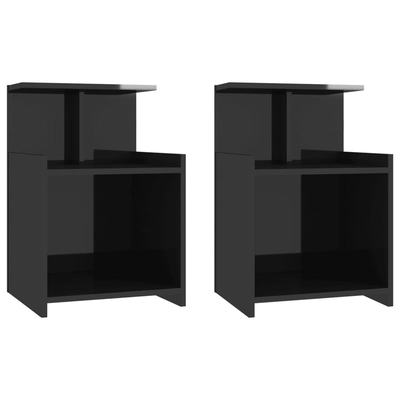 Bed Cabinets 2 pcs High Gloss Black 40x35x60 cm Chipboard - Payday Deals
