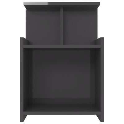 Bed Cabinet High Gloss Grey 40x35x60 cm Chipboard