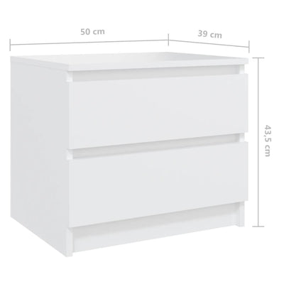 Bed Cabinets 2 pcs White 50x39x43.5 cm Chipboard
