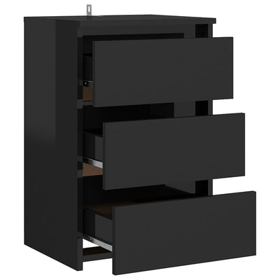 Bed Cabinet High Gloss Black 40x35x62.5 cm Chipboard