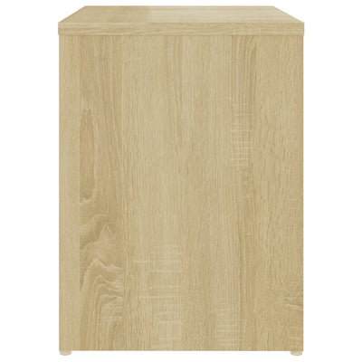 Bed Cabinet White and Sonoma Oak 40x30x40 cm Chipboard