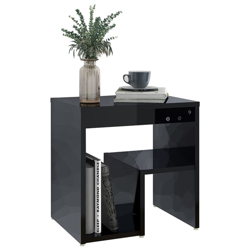 Bed Cabinet High Gloss Black 40x30x40 cm Chipboard