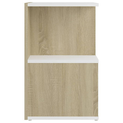 Bedside Cabinets 2pcs White and Sonoma Oak 35x35x55cm Chipboard