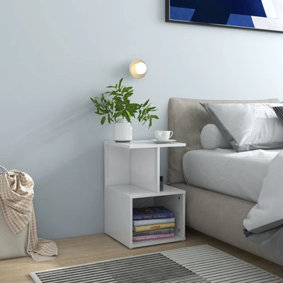 Bedside Cabinet High Gloss White 35x35x55 cm Chipboard