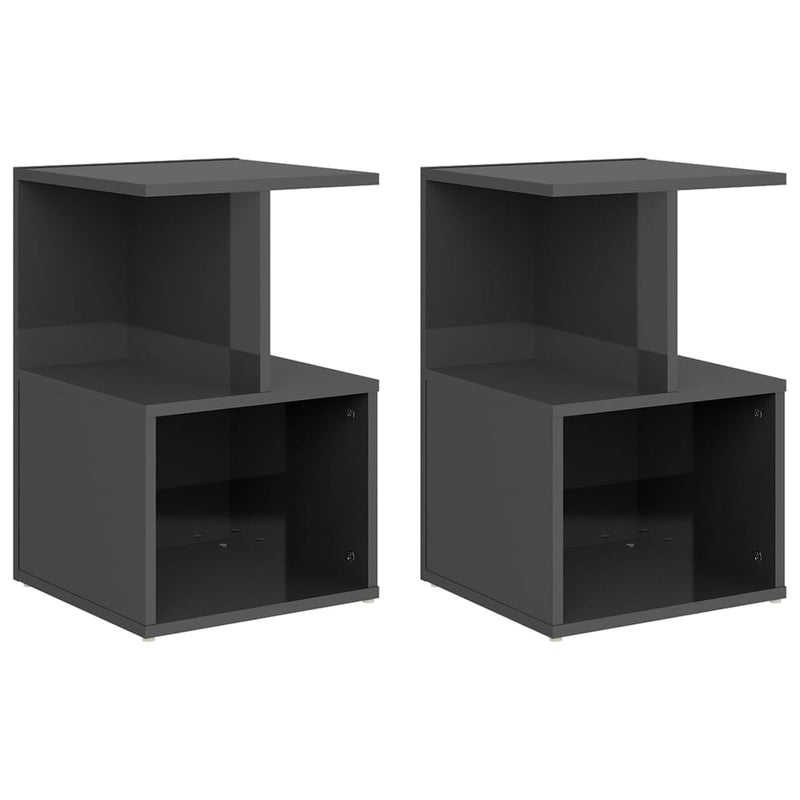 Bedside Cabinets 2 pcs High Gloss Grey 35x35x55 cm Chipboard - Payday Deals