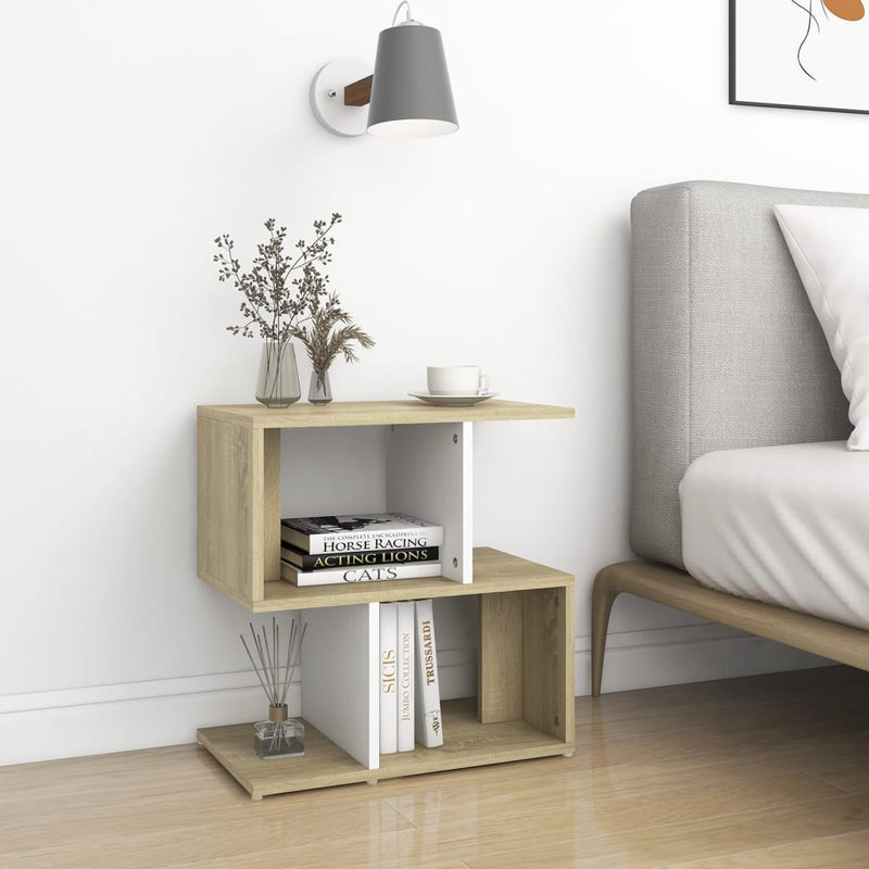 Bedside Cabinets 2pcs White and Sonoma Oak 50x30x51.5cm Chipboard
