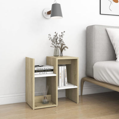 Bedside Cabinets 2pcs White and Sonoma Oak 50x30x51.5cm Chipboard
