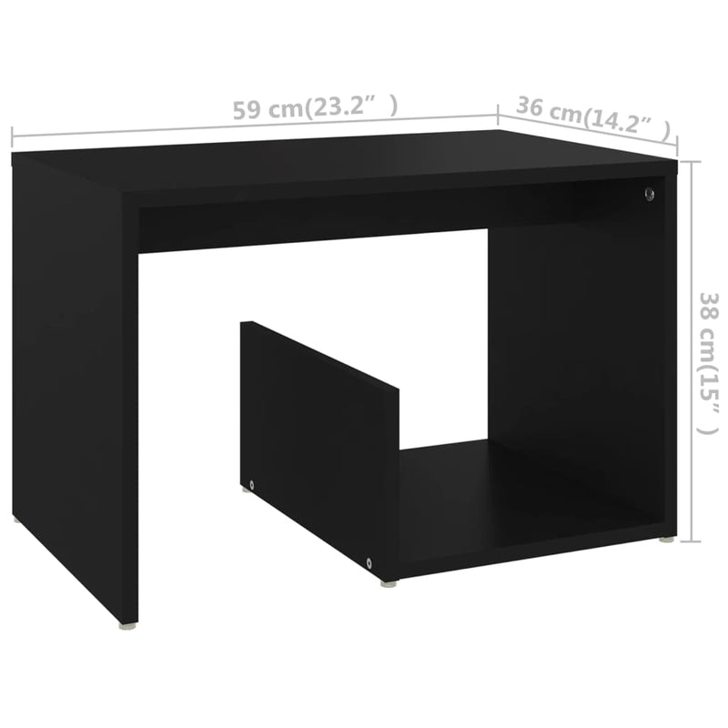 Side Table Black 59x36x38 cm Chipboard