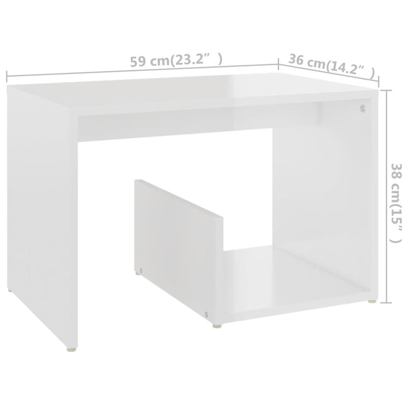 Side Table High Gloss White 59x36x38 cm Chipboard - Payday Deals