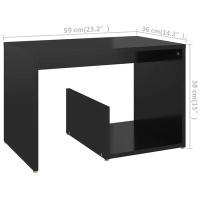 Side Table High Gloss Black 59x36x38 cm Chipboard