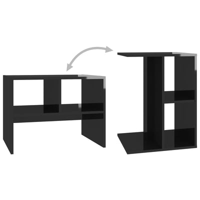 Side Table High Gloss Black 60x40x45 cm Chipboard
