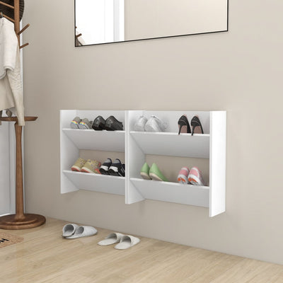Wall Shoe Cabinets 2 pcs White 60x18x60 cm Chipboard - Payday Deals