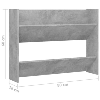 Wall Shoe Cabinet Concrete Grey 80x18x60 cm Engineered Wood