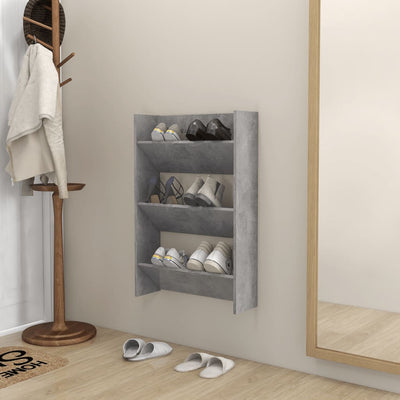Wall Shoe Cabinet Concrete Grey 60x18x90 cm Chipboard