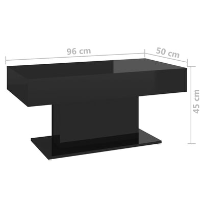 Coffee Table High Gloss Black 96x50x45 cm Chipboard - Payday Deals