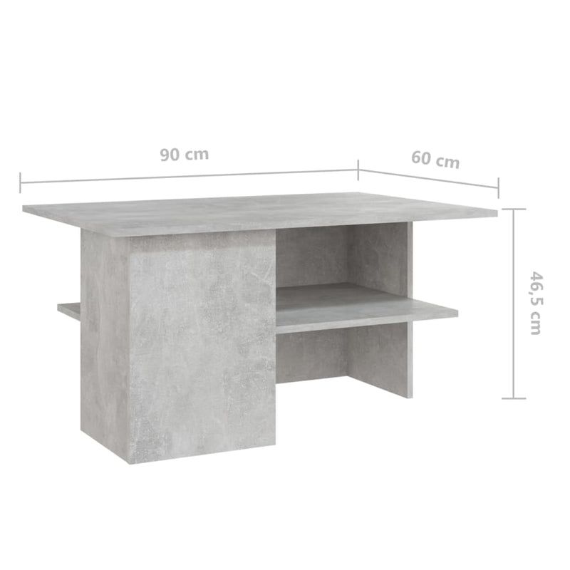 Coffee Table Concrete Grey 90x60x46.5 cm Engineered Wood