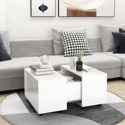 Coffee Table High Gloss White 60x60x38 cm Chipboard - Payday Deals