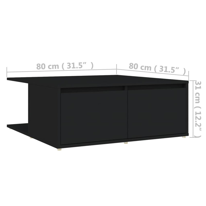 Coffee Table Black 80x80x31 cm Chipboard