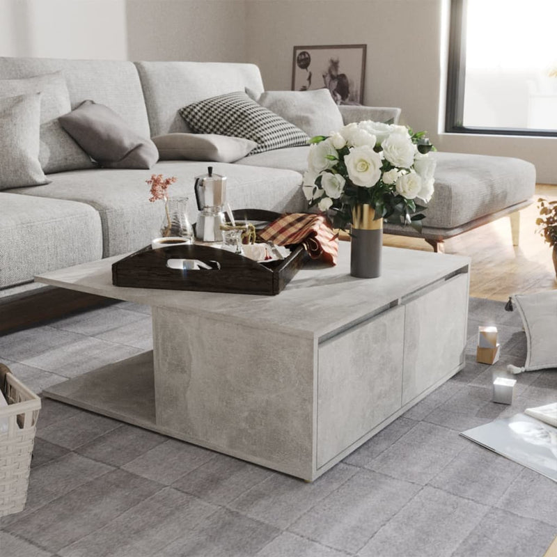 Coffee Table Concrete Grey 80x80x31 cm Chipboard - Payday Deals