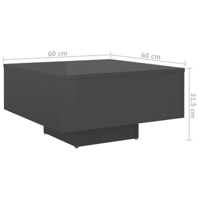 Coffee Table High Gloss Grey 60x60x31.5 cm Chipboard - Payday Deals